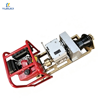 Winch Diesel 8T dengan Kapstan, Penggulung Kabel Cepat, Drum Hourglass Berwarna Merah, Gearbox, Tuas, Pegangan, Basis Tabung Persegi, Konstruksi Maksimal