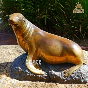 Estátua de bronze para decoração, escultura de animais bronze para jardim e mar