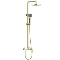 Ensemble de douche thermostatique en laiton à poignée unique Trois sorties d'eau Robinet de bain bon marché pour hôtels Pulvérisation de pluie Noyau de valve en céramique brossée