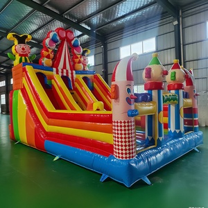 Parc d'attractions Heavy Duty 0.55mm PVC Château gonflable de rebond Parcours d'obstacles de qualité commerciale Ventilateur à double glissière inclus - Product Image 4