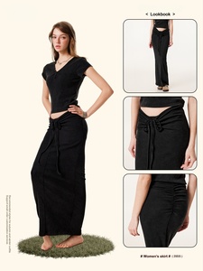 Vestido Largo Ajustado al Cuerpo Estilo Europeo y Americano, Lavado al Agua, Retro, 275G, Estilo Kardashian, para Mujer - Product Image 2