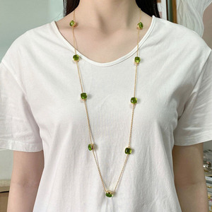 Modische Perlenketten Lange Pullover-Kette Facettierte Bunte Bonbon-Frucht-Zucker-Anhänger Kristall-Halskette Edelstahl - Product Image 4