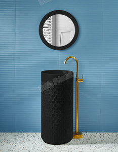 Lavabo de salle de bain monobloc sur pied, design moderne, finition noire, écologique, pour hôtel et extérieur - Product Image 6