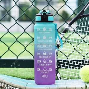 Filtre à paille en plastique personnalisé Sports de gymnastique 1000ml 600ml Bouteille d'eau de motivation en Tritan sans BPA avec marqueur de temps - Product Image 3