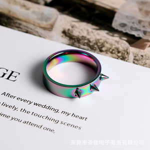 Anillo de Acero Inoxidable con Puntas SA1220, Joyería Geométrica Unisex, Accesorio para Fiestas - Product Image 1