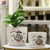 Pot de fleurs en céramique de style chinois, écologique, petit, pour décoration intérieure et extérieure, avec trou de drainage, en porcelaine, pour jardin, OEM