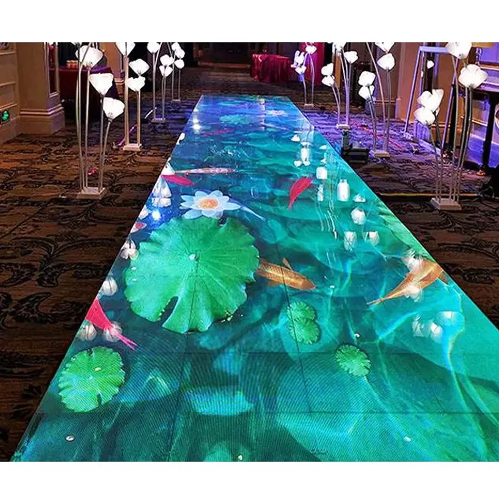 Azulejo impermeable Pantalla LED Pista de baile Pantalla interactiva P3.9 P6.2 Pared de video LED para exteriores LED para interiores 2 años a todo color