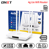 Router DNXT 4g LTE Cat4 2.4GHz Wifi 6 Router 4000mAh 300Mbps Router 4g dengan Kartu Sim WAN/LAN Tipe-C Router Wifi 4g untuk Kantor