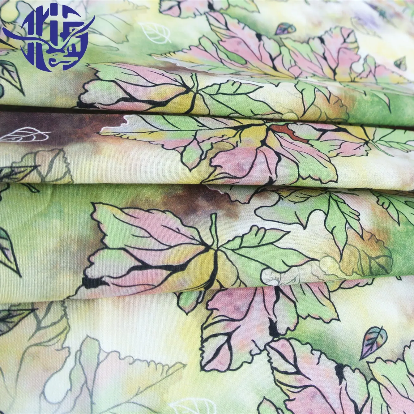 2021 New Spring And Summer Leisure Maple Leaf Pattern Floral Ramie Cotton Fabric