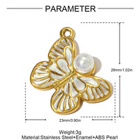 Pendentif en acier inoxydable en forme de papillon perlé, pendentifs ovales pour femmes, breloques pour la fabrication de bijoux DIY
