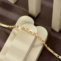 Bracelet chaîne à maillons carrés géométriques plaqué or moderne pour femme, accessoires minimalistes pour tenue quotidienne, cadeau d'anniversaire B166