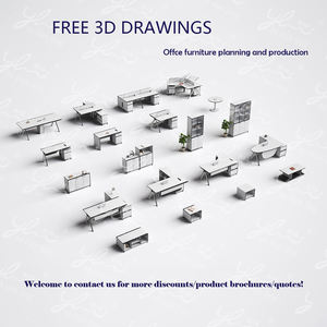 <span class=keywords><strong>Escritorio</strong></span> de Oficina Moderno de Vidrio con Base de Metal de Patas Cruzadas y Estantes de Almacenamiento Abiertos - Product Image 5