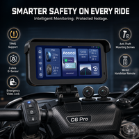 Aoocci C6 Pro 6.25 Inch HDR Dual 1080P Kamera Dasbor Motor Nirkabel CarPlay IP67 Tahan Air DVR Navigasi Pintar Sepeda Motor