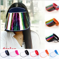 Chapeau de soleil noir transparent avec visière en plastique imperméable pour le cyclisme et les activités de plein air