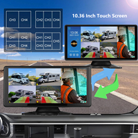 Monitor de Asistencia de Reversa Impermeable con Pantalla Táctil de 10.36 Pulgadas, DVR de 5 Canales con Grabación en Bucle, DMS, Detector de Fatiga, Alerta de Seguridad para Peatones