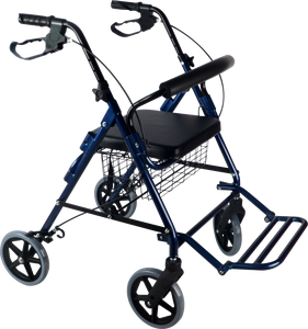 Déambulateur léger en aluminium à 4 roues avec siège rembourré, panier de rangement et freins à main - Product Image 3