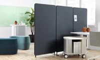 Cloison de bureau écologique en polyester, écran acoustique en PET, cloison acoustique mobile en polyester pour bureau