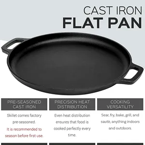 Sartén <span class=keywords><strong>de</strong></span> <span class=keywords><strong>hierro</strong></span> <span class=keywords><strong>fundido</strong></span> para panqueques, sartén para hornear pizza para el hogar, sartén antiadherente para panqueques <span class=keywords><strong>de</strong></span> mano, plato para panqueques - Product Image 6