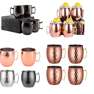 Tazza Moscow Mule in Rame Martellato <span class=keywords><strong>Oro</strong></span> <span class=keywords><strong>Nero</strong></span> da 500ml (16oz) in Acciaio Inossidabile 304 per Caffè Puro, per France Ocean 5 Velebitsko - Product Image 6