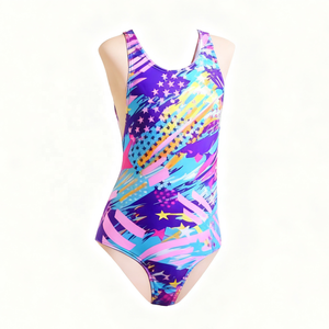 कस्टम वन-पीस गर्ल के स्विमवियर बैक क्रॉस बॉडीसूट रेसिंग बच्चों के लिए मुद्रित पैटर्न खोखला सजावट कमर - Product Image 2