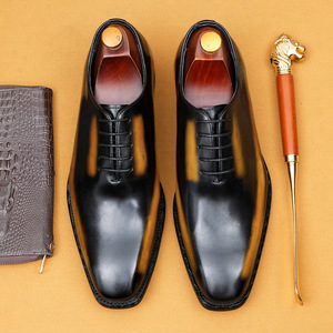 Handmade Red and Black Gradient Oxford <b>Shoes</b> for Men - Business Formal Wear - British Retro Style - Stylish Luxury - Product Image 3