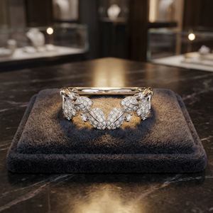 Bague ouverte florale papillon avec diamant de laboratoire rond, en or 10K 14K 18K et argent 925 935, bijoux fins pour fiançailles et mariage - Product Image 1