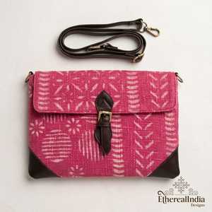 Handcrafted <b>Red</b> Block Print Sling Bag Ethnic Fabric Crossbody <b>Purse</b> with Detachable Strap Bulk Export India - Product Image 2
