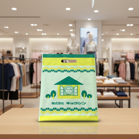 Sac à soufflets latéraux en stock avec poignée découpée, résistant à l'humidité, en PE, avec logo personnalisé sérigraphié, emballage de haute qualité pour vêtements