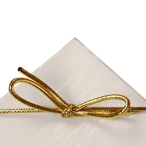 Premium Quality Gold Elastic Stretch Cord Loop Pre-tie Bow For Gift Box Packaging Decoration