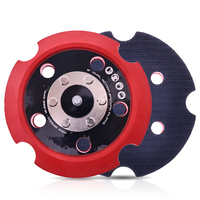 Plaque de support de ponçage rouge de 5 pouces à 5 trous avec fixation auto-agrippante, filetage 5/16-24T, pour polissage, ébavurage et meulage