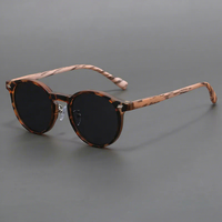 Lunettes de soleil vintage à monture ronde mate en bois, super légères, teintées au thé, protection UV, polyvalentes