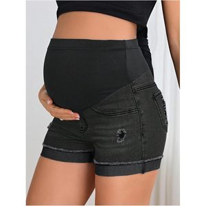 FOXA Short en jean déchiré taille haute pour femme enceinte avec poches, respirant et extensible, idéal pour la grossesse - Product Image 5