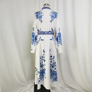 Abito da donna musulmano Maxi Abaya O collo Vintage stampa caftano linea di moda Dubai <span class=keywords><strong>turchia</strong></span> <span class=keywords><strong>abbigliamento</strong></span> Islam - Product Image 4