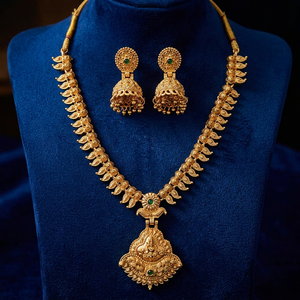 High Quality Latest Designed Long Bridal Necklace <b>Set</b> Alloy Gold Plated Earrings Vintage Engagement Wedding - Product Image 2