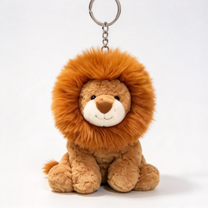 Portachiavi in Peluche Personalizzato a Forma di Leone Cartone Animato, Ciondolo Piccolo Leone su Misura per Regali Aziendali e per Bambini - Product Image 1