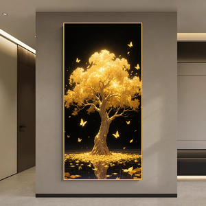 Peinture décorative moderne pour entrée de grand salon, Arbre doré, Nature morte, Murale de luxe pour <span class=keywords><strong>couloir</strong></span> et décoration intérieure - Product Image 3