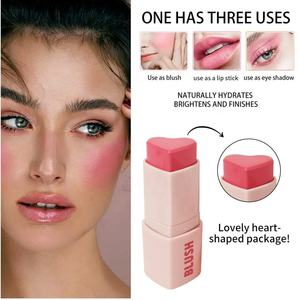 Crème <span class=keywords><strong>blush</strong></span> pour le visage en forme de cœur rose, <span class=keywords><strong>blush</strong></span> pour les joues, teinte personnalisée pour le visage, <span class=keywords><strong>blush</strong></span> en stick en forme de cœur vegan longue durée OEM - Product Image 5