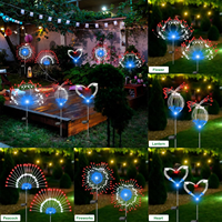 Lampes solaires de jardin, lumières LED imperméables en forme de feux d'artifice, décoration de jardin pour les allées, les jardins, les fêtes, multicolores