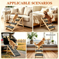 Escalier pliable pour chien à 4 marches, marchepieds et rampe 2-en-1 pour animaux de compagnie, escalier antidérapant en pin de Nouvelle-Zélande massif pour chiens et chats de petite et moyenne taille, lit, canapé et voiture