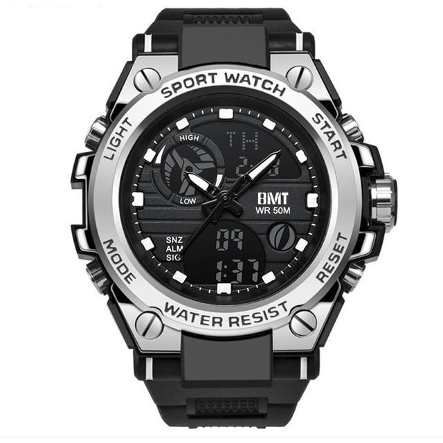 Custom Logo Chronograph Fashion Waterproof Men Alarm Sports Luxury Dual Time LED Night Light Men's Digital Watches