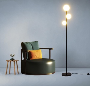 Wholesale Modern <strong>Gold</strong> <strong>Tall</strong> Floor <strong>Lamp</strong> with 3 Globe LED Lights Dimmable Vintage Design for Bedroom Lighting - Product Image 3