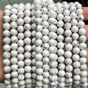 Perline in Pietra Naturale di Alta Qualità, Turchese Bianco e <span class=keywords><strong>Howlite</strong></span>, Accessori Rotondi per Creazione di Gioielli e Braccialetti - Product Image 1
