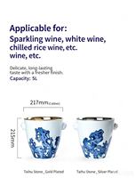 Seau à glace en porcelaine bleue et blanche de Jingdezhen de qualité supérieure, motif pierre de Taihu, en céramique, pour refroidisseur, idéal pour les fêtes, la vente en gros, les hôtels et les bars