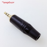 Connecteur audio TRS 3,5 mm de haute qualité, contact en laiton premium plaqué or, coque en alliage de zinc, courant 3A, capuchon noir 6,0 mm