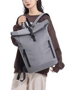 Large capacity unisex <b>roll</b>-<b>top</b> <b>backpack</b>, waterproof Oxford notebook <b>backpack</b> with durable polyester lining, suitable for leisure - Product Image 4