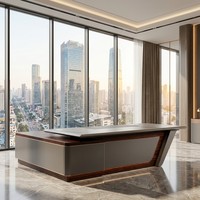 Grande table de salle de réunion, bureau de PDG intelligent avec LED, placage en bois de palissandre glacé, MDF E1, mobilier de direction de luxe