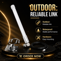 Antena Omnidirectional Tahan Air 915MHz Fiberglass untuk Luar Ruangan dengan Konektor Koaksial, Braket Pemasangan & Kabel