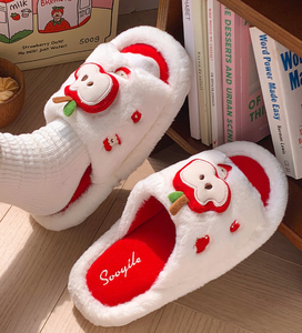 Quality Assurance Apple slippers Artificial Fur Lining Slipper Strap TPR Sole Kids slippers for Girls With Brand New - Product Image 1