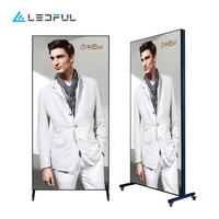 Affiche vidéo LED portable mobile LEDFUL FULL Color 55 pouces, affiche lumineuse et fine pour l'intérieur, affiche vidéo LED P2.5