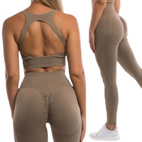 Lcool Low Moq Nieuwe Sexy Open Rug Sportbeha En Zachte Sport Scrunch Butt Lift Leggings Naadloze Yoga Set
